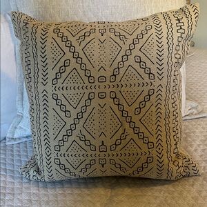 Aztec Pillow Cover by Lacourte Tan & Black Geometric, 20” x 20”